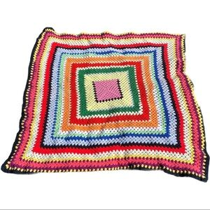 Beautiful Hand-Crocheted Rainbow Colored Seashell Stitch Afghan Blanket 53x53